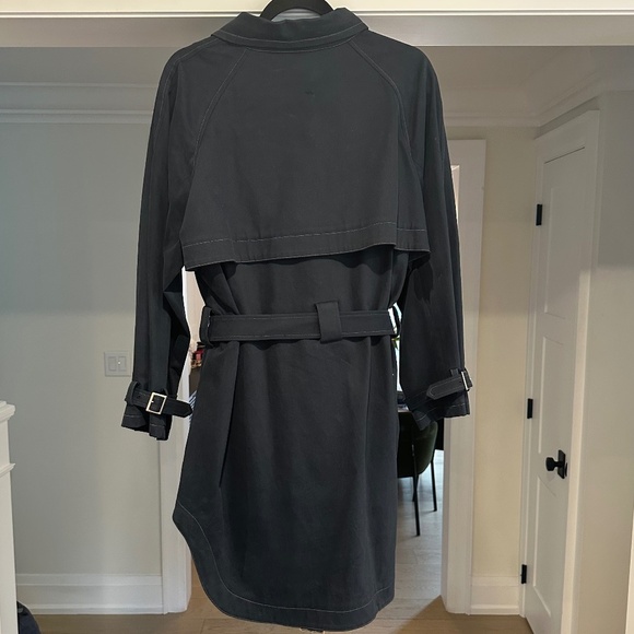 Rebecca Minkoff Navy Blue Trench Coat - Size L - Picture 2 of 13